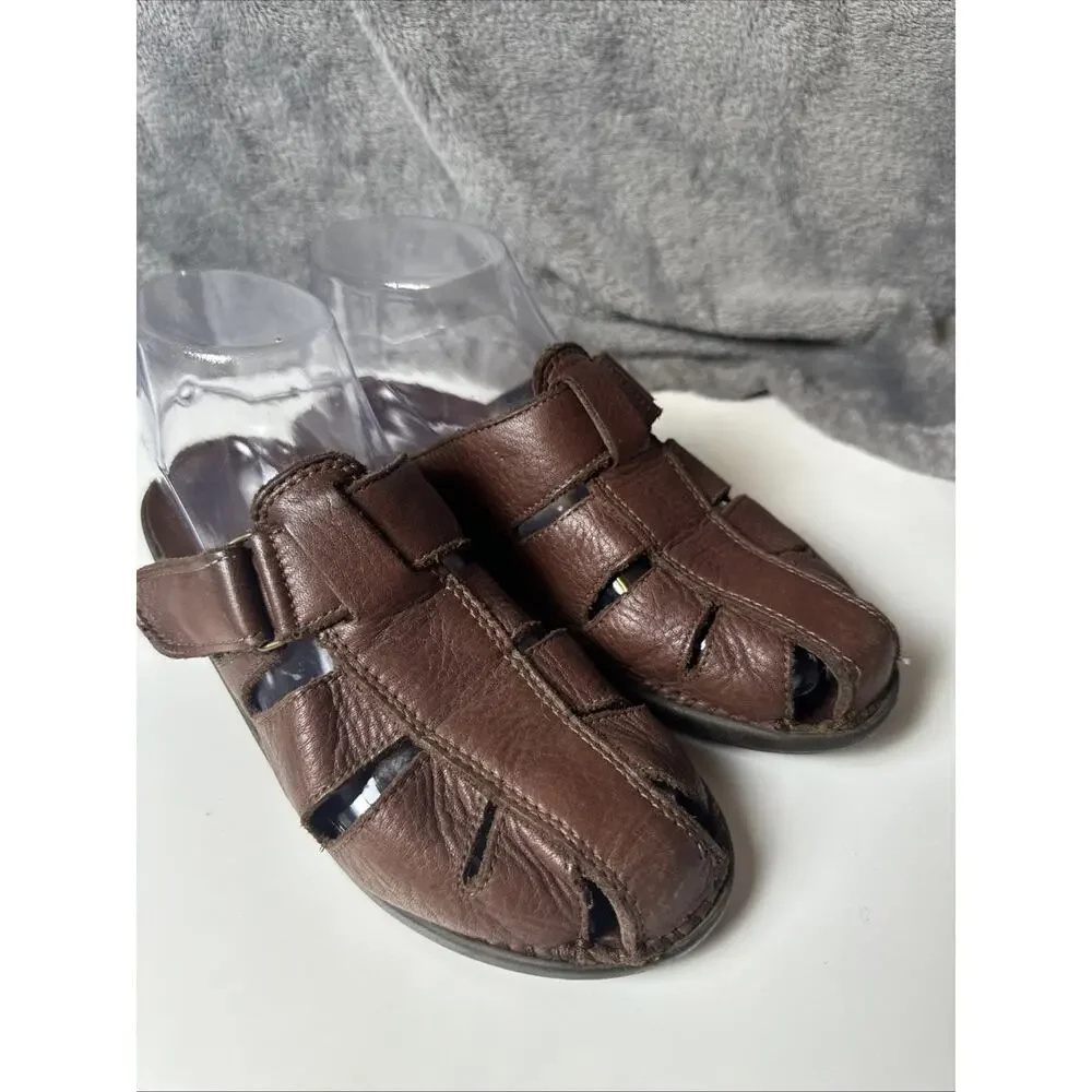 Easy Spirit Women’s Mule Sandal Shoes Comfort Slide Medium Brown Leather Sz 7.5